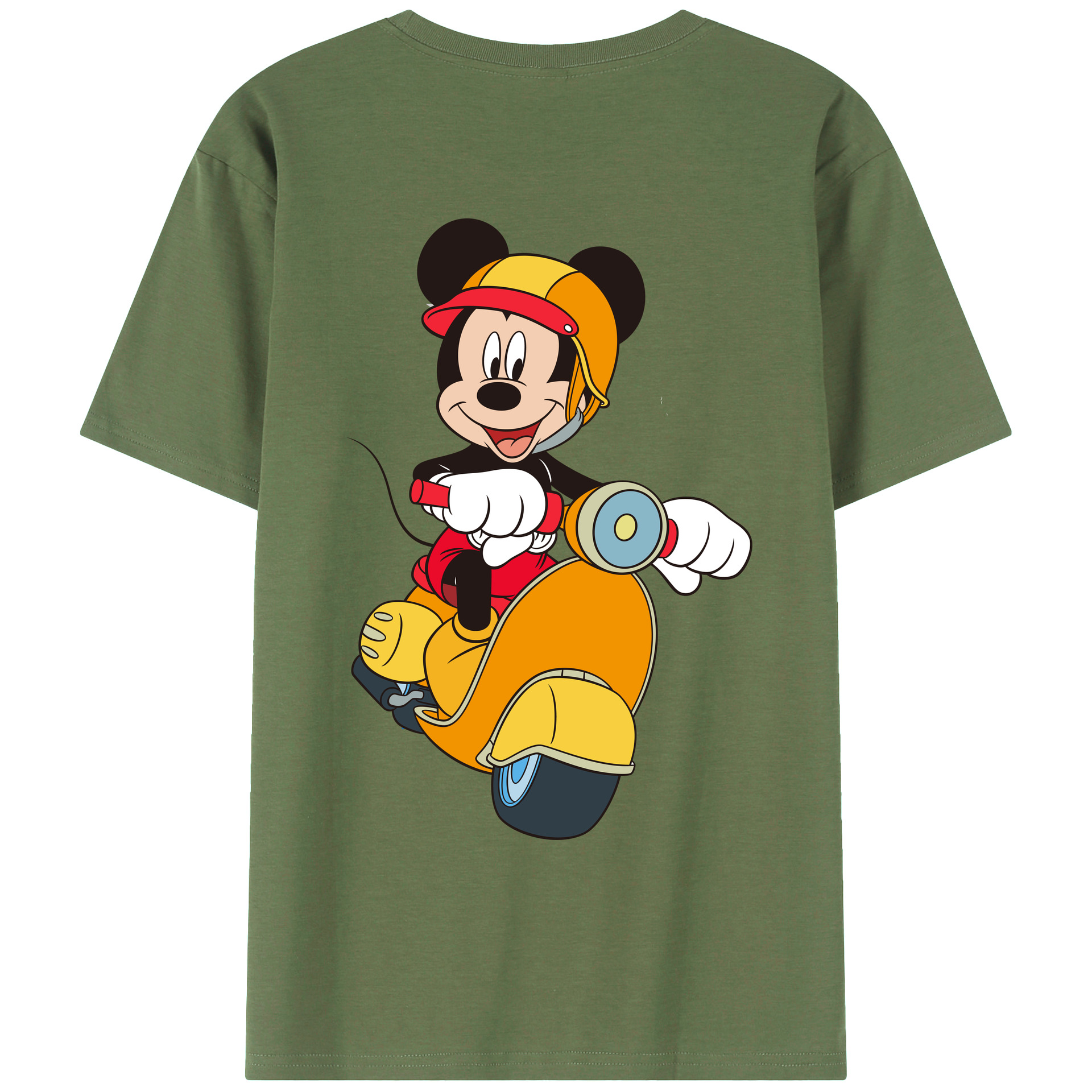 ミッキーマウス Mickey Mouse 綿100％ メンズ半袖Tシャツ（バックプリント） 通気性